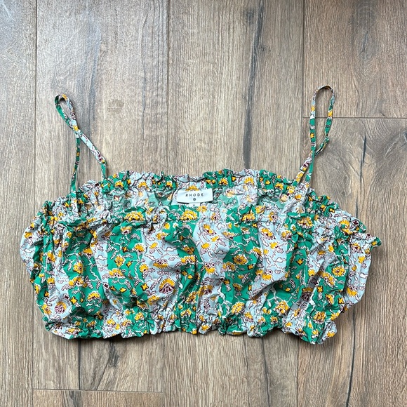 Rhode Skin Tops Rhode X Target Floral Crop Top Women’s XL Green Yellow Elastic - Picture 3 of 11